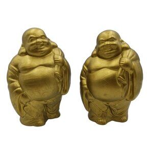 Vintage Gold Buddha Salt & Pepper Shaker Set